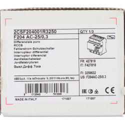 УЗО ABB F204 (2CSF204001R3250) 25А 300 мА 4P тип AC 10 кА