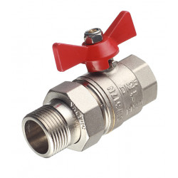 Кран шаровой латунный VALTEC Base (VT.227.N.06) 1 ВР(г) х 1 НР(ш) бабочка с полусгоном прямой