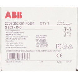 Автоматический выключатель ABB S203 (2CDS253001R0404) 3P 40А тип C 6 кА 400 В на DIN-рейку
