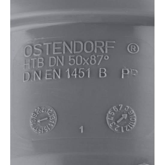 Отвод Ostendorf d50 мм 87° пластиковый для внутренней канализации