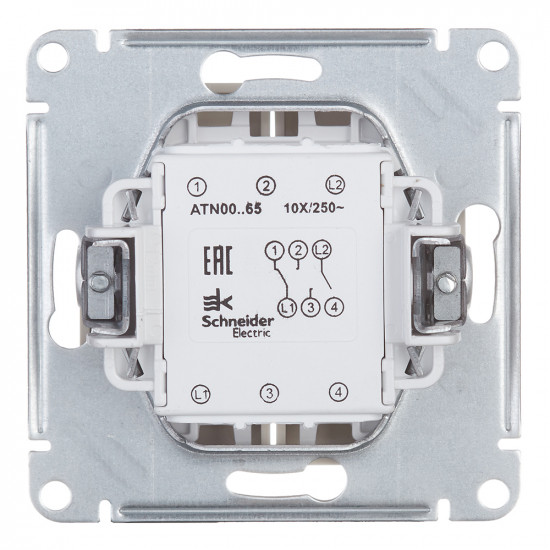 Переключатель Schneider Electric Atlas Design ATN000265 двухклавишный на 2 направления скрытая установка бежевый