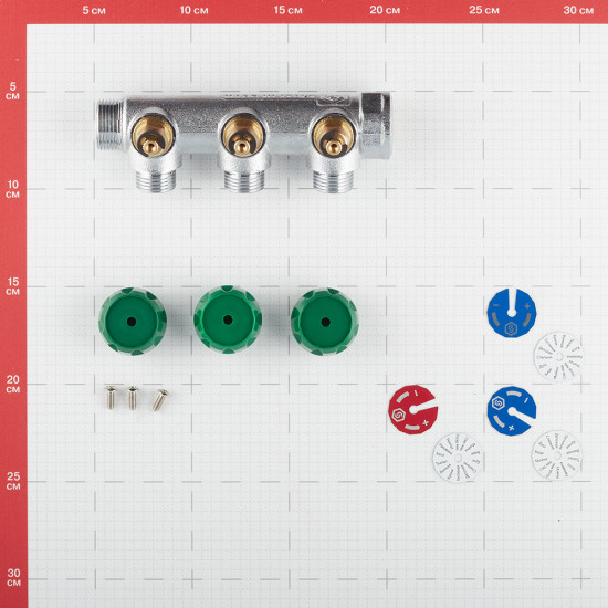 Коллектор Stout (SMB-6850-341203) 3/4 ВР(г) х 3 выхода 1/2 НР(ш) х 3/4 НР(ш) регулирующий