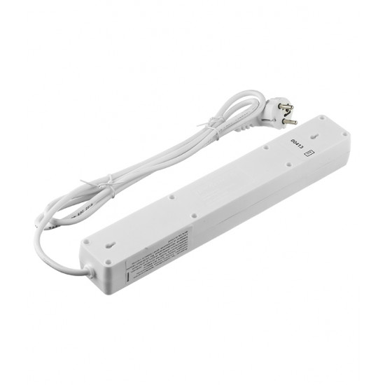 Сетевой фильтр UNIVersal (967U-3001) с заземлением 1,8 м 10 А 230 В 2,2 кВт 6 розеток ПВС 3х0,75 мм2 IP20 с выключателем и защитными шторками белый