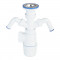 Сифон для мойки VIRPLAST by WIRQUIN 30986144 1 1/2"х40 мм с нержавеющей чашкой D70 мм и двойным отводом