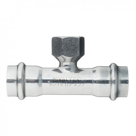 Тройник VALTEC (VTi.932.I.220422) 22 мм х 1/2 ВР(г) х 22 мм нержавеющая сталь