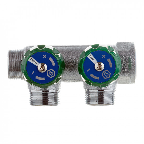 Коллектор Stout (SMB-6850-343402) 3/4 ВР(г) х 2 выхода 3/4(ЕК) х 3/4 НР(ш) регулирующий
