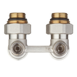 Узел нижнего подключения угловой Purmo MTB 128 (AZ03TP004001290SNICK) H-образный 1/2 НР(ш) х 3/4 EK для радиатора под евроконус