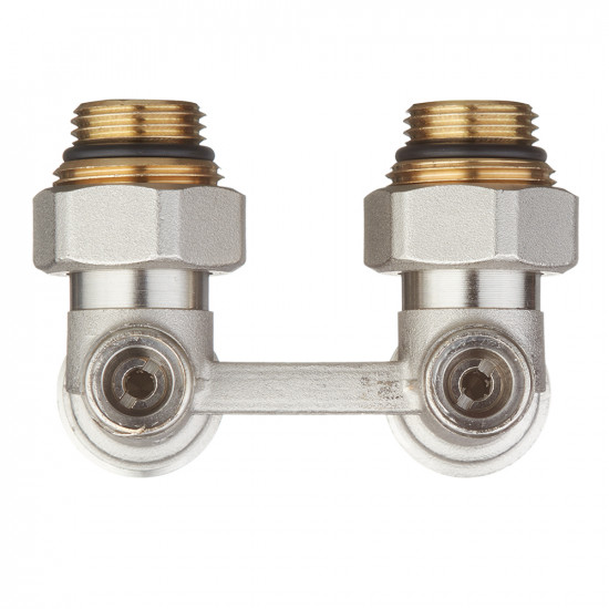 Узел нижнего подключения угловой Purmo MTB 128 (AZ03TP004001290SNICK) H-образный 1/2 НР(ш) х 3/4 EK для радиатора под евроконус