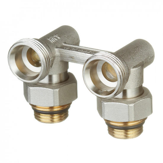 Узел нижнего подключения угловой Purmo MTB 128 (AZ03TP004001290SNICK) H-образный 1/2 НР(ш) х 3/4 EK для радиатора под евроконус