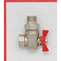 Кран шаровой латунный VALTEC Base (VT.228.N.06) 1 ВР(г) х 1 НР(ш) бабочка с полусгоном угловой