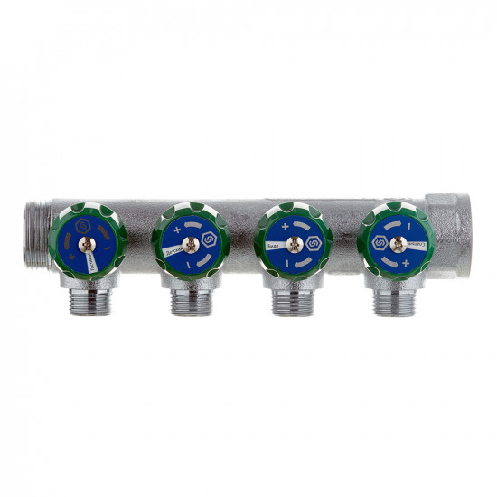 Коллектор Stout (SMB-6850-011204) 1 ВР(г) х 4 выхода 1/2 НР(ш) х 1 НР(ш) регулирующий