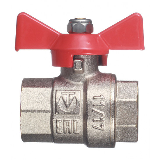 Кран шаровой латунный VALTEC Base (VT.217.N.04) 1/2 ВР(г) х 1/2 ВР(г) бабочка прямой