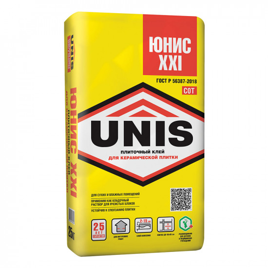 Клей для плитки и камня Unis XXI (класс С0Т) 25 кг