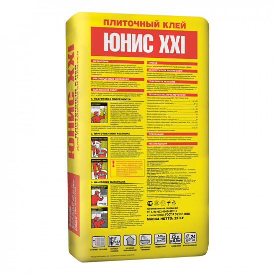 Клей для плитки и камня Unis XXI (класс С0Т) 25 кг
