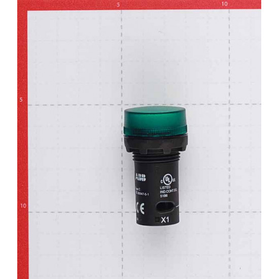 Лампа сигнальная ABB 230BCL-523G (1SFA619403R5232) 220 В 1 А тип AC на дверцу щита зеленая