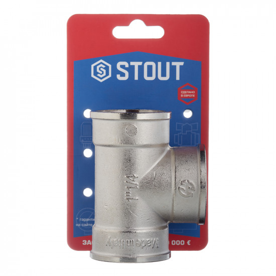 Тройник Stout (SFT-0020-000114) 1 1/4 ВР(г) х 1 1/4 ВР(г) х 1 1/4 ВР(г) латунный