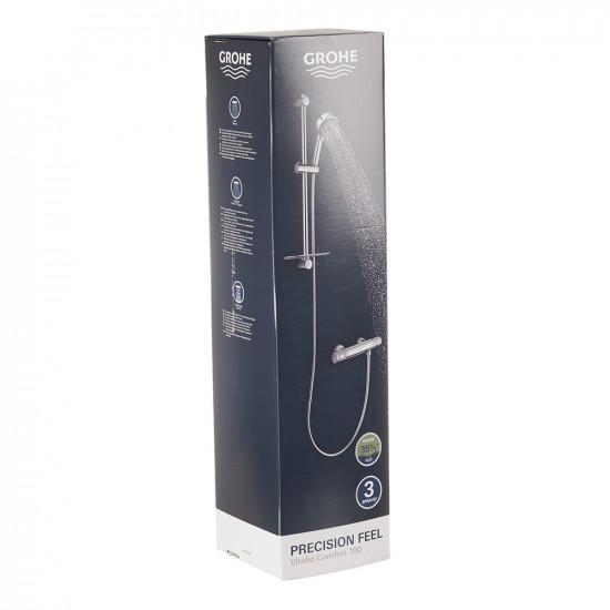 Смеситель для душа без излива GROHE Precision Feel 34791000 с термостатом со стойкой с лейкой