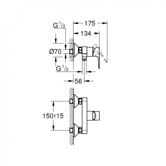 Смеситель для душа без излива Grohe Bau Loop 23633001 однорычажный без лейки хром