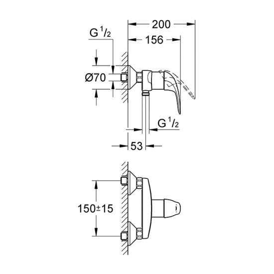 Смеситель для душа без излива GROHE EUROECO 32740000 однорычажный без лейки