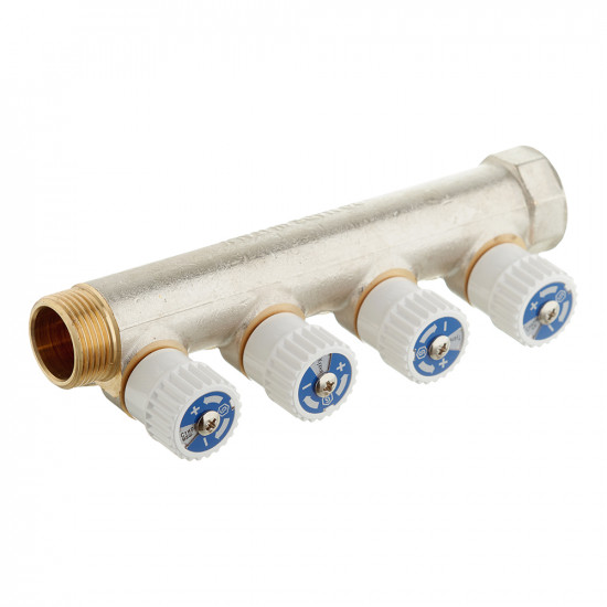 Коллектор Stout (SMB 6851 343404) 3/4 ВР(г) х 4 выхода 3/4(ЕК) х 3/4 НР(ш) регулирующий