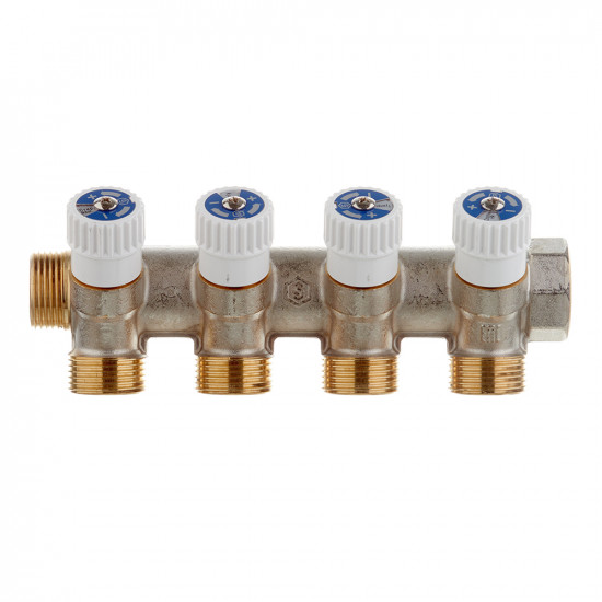 Коллектор Stout (SMB 6851 343404) 3/4 ВР(г) х 4 выхода 3/4(ЕК) х 3/4 НР(ш) регулирующий