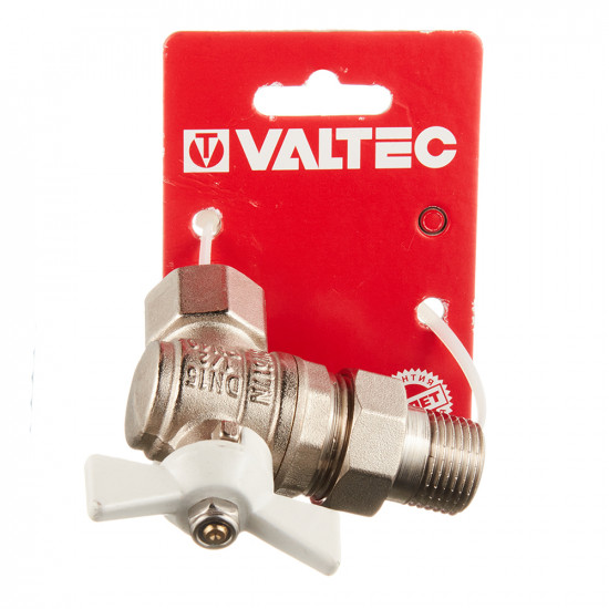 Кран шаровой латунный VALTEC Base (VT.228.NW.04) 1/2 ВР(г) х 1/2 НР(ш) бабочка с полусгоном угловой