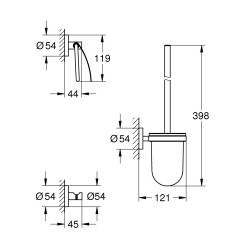 Набор аксессуаров 3 в 1 GROHE Essentials 40407001 стекло сталь хром