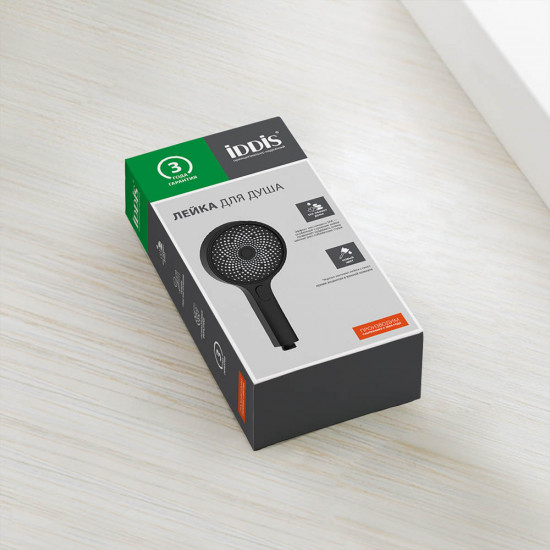 Лейка для душа IDDIS SpaHome SPA3F0Bi18 круглая 131х263 мм 3F черная