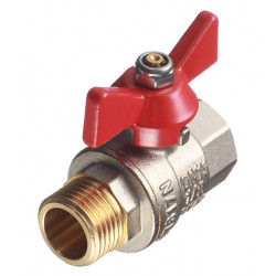 Кран шаровой латунный VALTEC Base (VT.218.N.04) 1/2 ВР(г) х 1/2 НР(ш) бабочка прямой