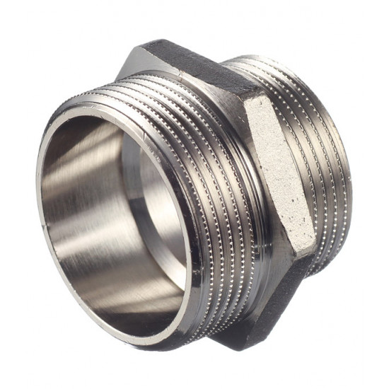 Ниппель переходной Stout (SFT-0004-112114) 1 1/2 НР(ш) х 1 1/4 НР(ш) латунный
