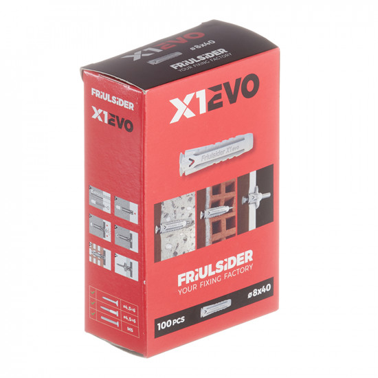 Дюбель универсальный Friulsider X1 evo 8x40 мм нейлон (100 шт.)