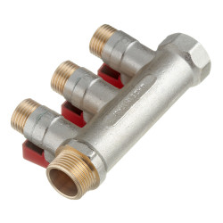 Коллектор Stout (SMB 6200 341203) 3/4 ВР(г) х 3 выхода 1/2 НР(ш) х 3/4 НР(ш) с шаровыми кранами