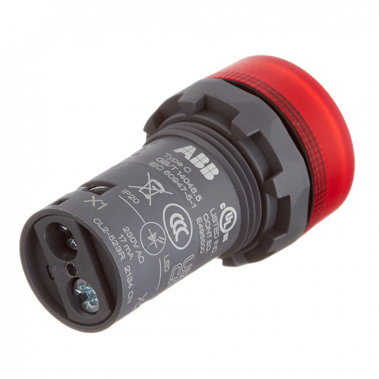 Лампа сигнальная ABB 230BCL-523R (1SFA619403R5231) 220 В 1 А тип AC на дверцу щита красная