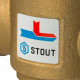 Клапан термостатический Stout (SVM-0030-325504) 1 1/4 НР(ш) х 1 1/4 НР(ш) х 1 1/4 НР(ш) для твердотопливных котлов 55 °С