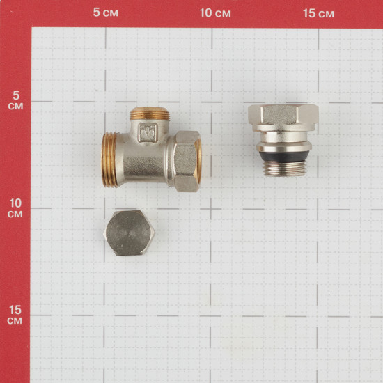 Клапан (вентиль) запорный прямой VALTEC (VT.020.NR.04) 1/2 НР(ш) х 1/2 ВР(г) для радиатора с дополнительным уплотнением