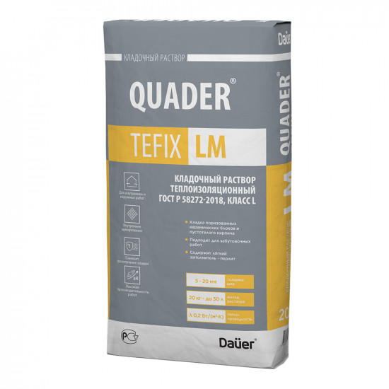 Смесь кладочная теплоизоляционная Dauer Quader Tefix LM серый 20 кг