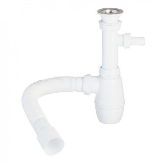 Сифон для раковины WIRQUIN 30718052 1 1/4"х40 мм с выпуском D 63 мм отводом для ст.м и гибким со