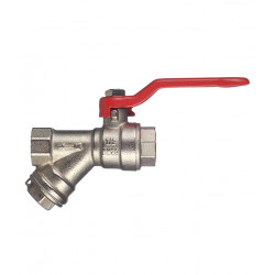 Кран шаровой латунный VALTEC (VT.292.N.04) 1/2 ВР(г) х 1/2 ВР(г) ручка с фильтром прямой