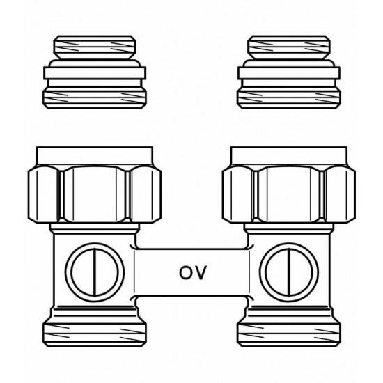 Узел нижнего подключения прямой Oventrop Multiflex F ZB (1015883) H-образный 1/2 НР(ш) х 3/4 EK для радиатора