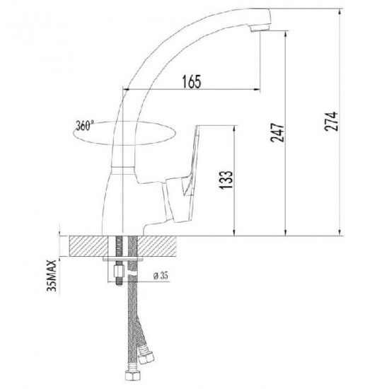Смеситель для кухни с высоким  изливом LEMARK Luna картридж  Sedal LM4105C