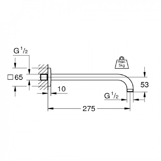 Душевой кронштейн GROHE Rainshower 27488000 горизонтальный