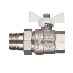 Кран шаровой латунный VALTEC Base (VT.227.NW.05) 3/4 ВР(г) х 3/4 НР(ш) бабочка с полусгоном прямой