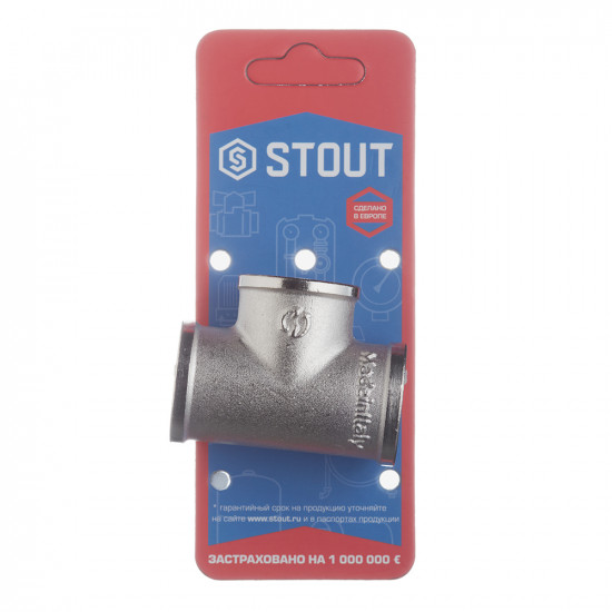 Тройник Stout (SFT-0020-000034) 3/4 ВР(г) х 3/4 ВР(г) х 3/4 ВР(г) латунный