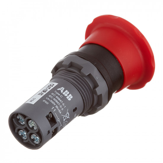 Кнопка ABB CE4T-10R-02 (1SFA619550R1051) 300 В 2НЗ красная с фиксацией