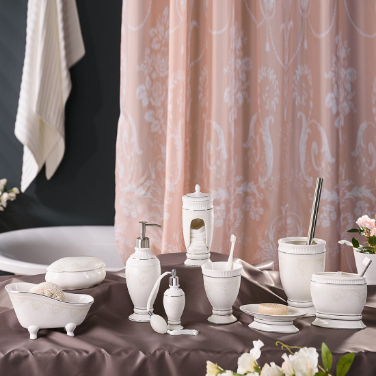 Стакан с разделителем Wess Elegance настольный керамика белый