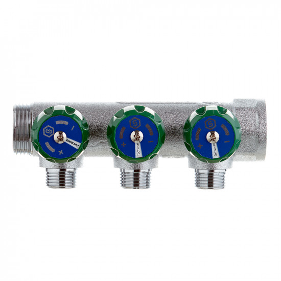 Коллектор Stout (SMB-6850-011203) 1 ВР(г) х 3 выхода 1/2 НР(ш) х 1 НР(ш) регулирующий