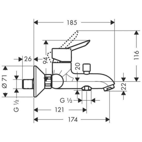 Смеситель для ванны KorDi KD 4611L-C32