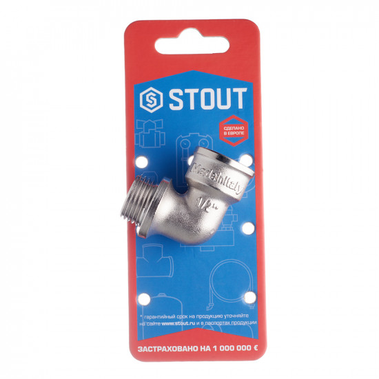 Угол Stout (SFT-0016-000012) 1/2 ВР(г) х 1/2 НР(ш) с упором никелированный