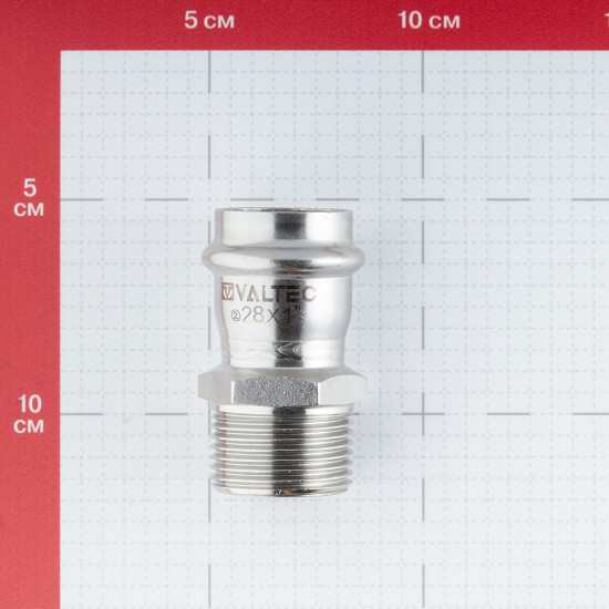 Соединитель VALTEC (VTi.901.I.002806) 28 мм х 1 НР(ш) нержавеющая сталь