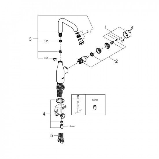 Смеситель для раковины GROHE Essence 23541001 L-Size однорычажный
